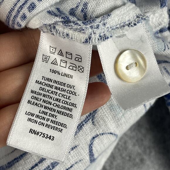 Calypso St Barth 100% Linen Top Womens XL Printed Button Up Tropical Coastal - Picture 7 of 14